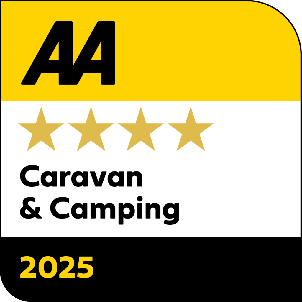 two letters AA on a yellwo background, 4 stars caravan and camping 2025